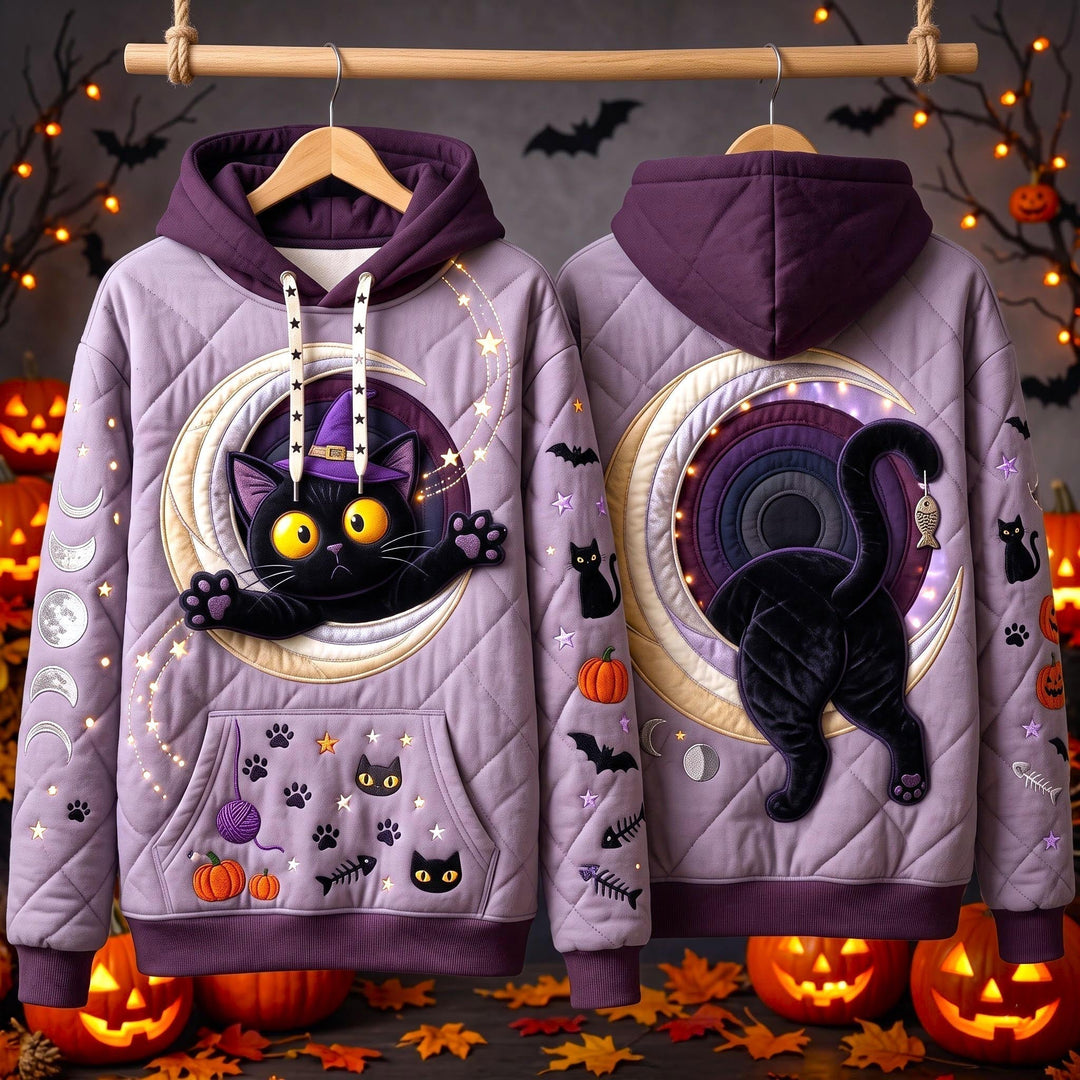 Kapuzensweatshirt Katze unter dem Mond für Damen – Sonja, Ansicht 1