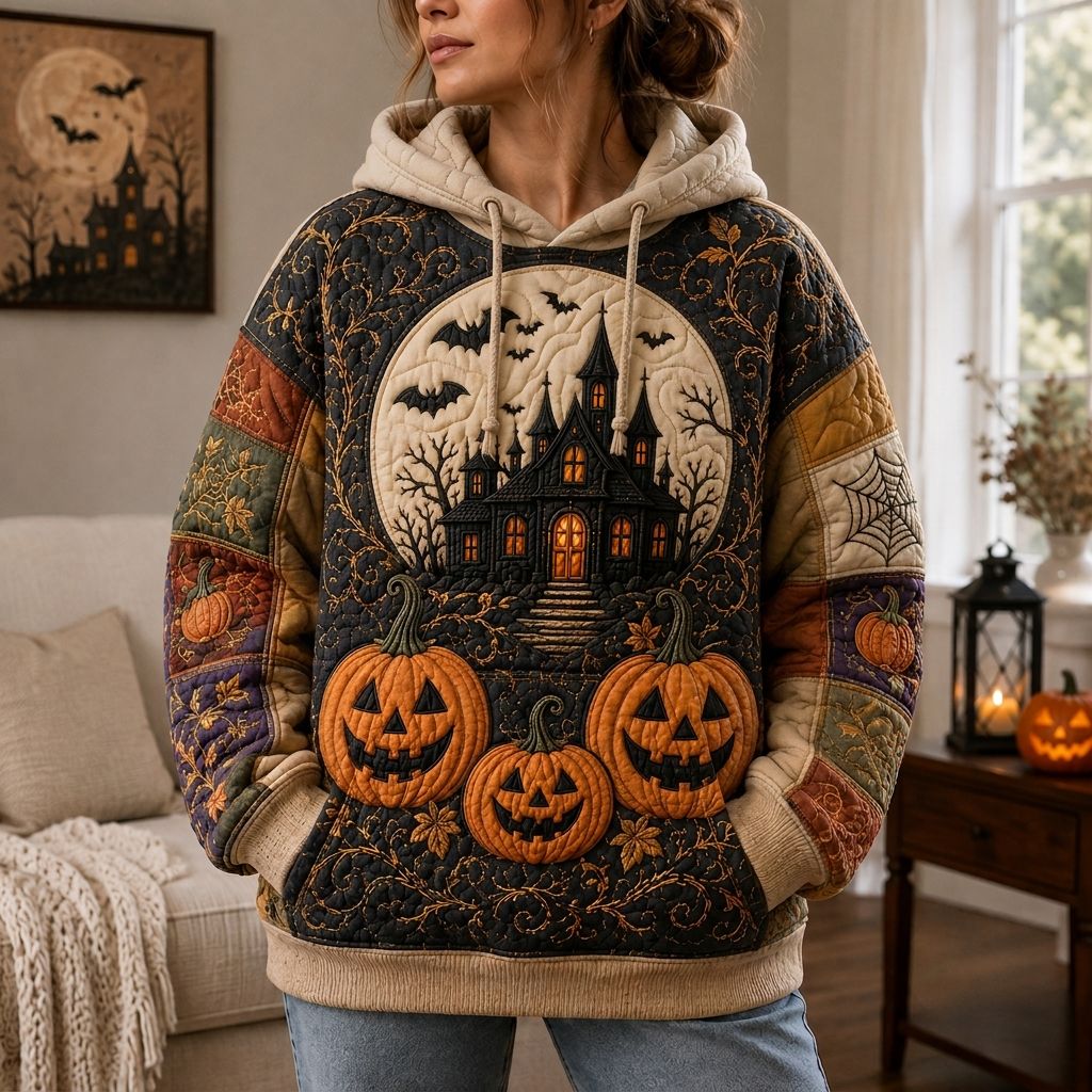 Festliches Sweatshirt mit Geistern und Kürbissen für Damen – Valerie, Ansicht 1