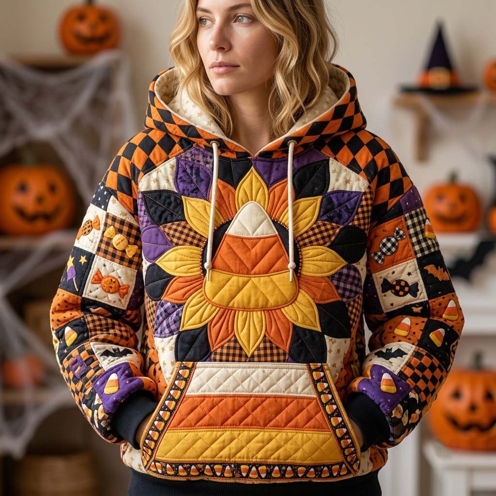 Patchwork-Hoodie Halloween und Mitternacht für Damen – Kaja, Ansicht 1
