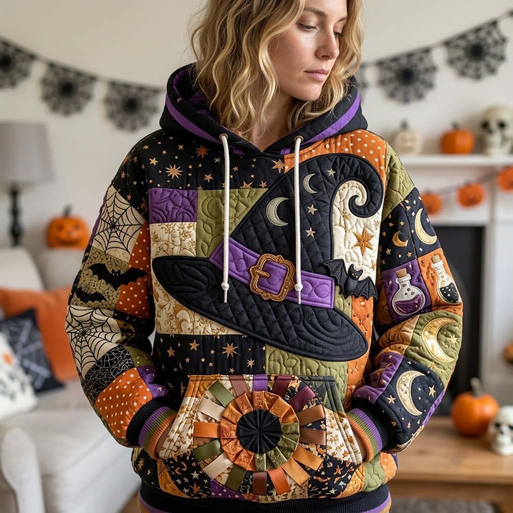 Halloween-Patchwork-Hoodie für Damen – Linda, Ansicht 1